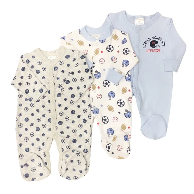 

3 Pieces Bodysuit Long Sleeve Cotton Newborn Body Clothes Baby Pajamas For Winter, Multiple colors
