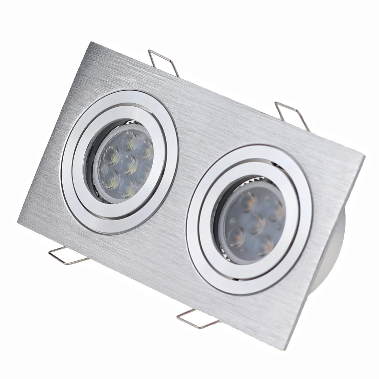 New Arrival Double Head GU10 Ring Spotlight Recessed Led Downlgiht Casing Mr16 Spot Light Holder Frame