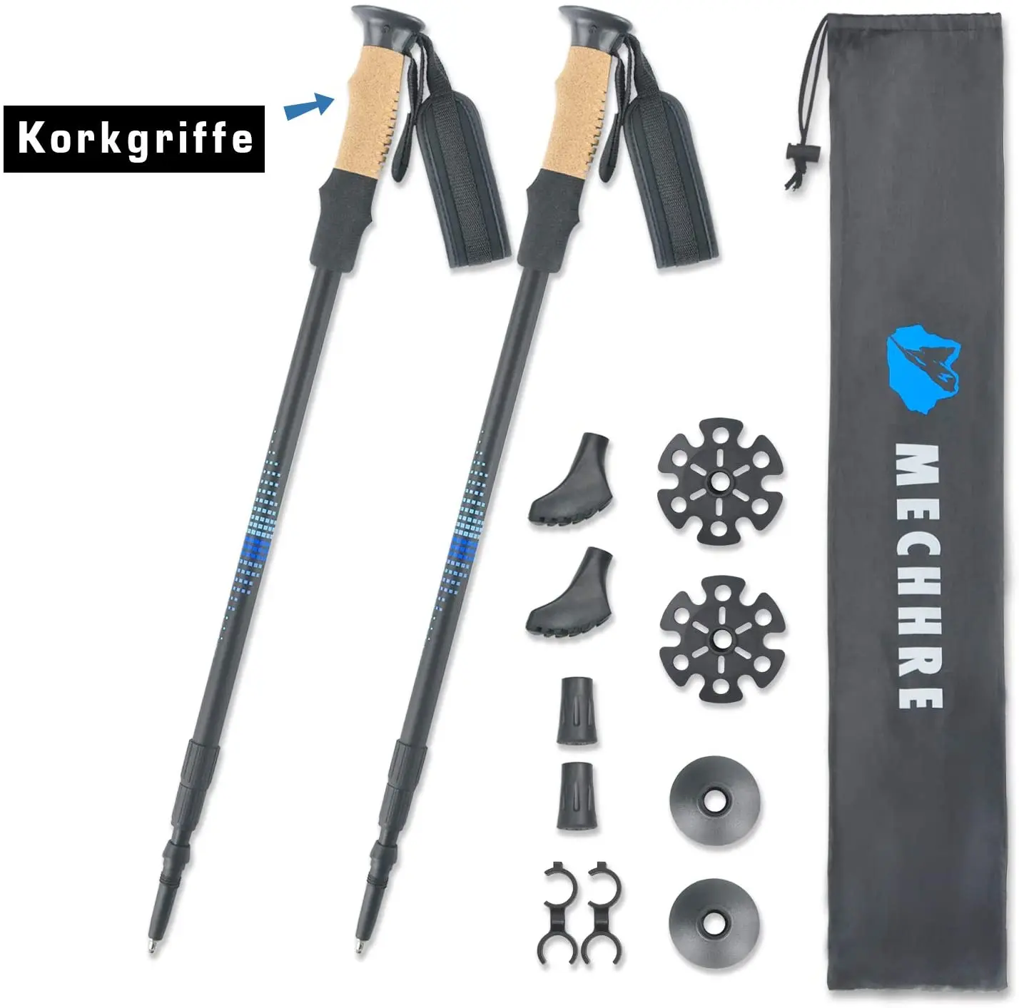 

In Stock Rubber Tips Walking Sticks Wholesale 3section Aluminum Antishock Telescoping Trekking Poles, Customized