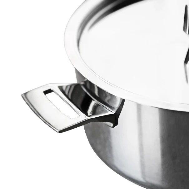
24cm cooking pot 7QT stainless steel triply casserole with tempered glass lid 