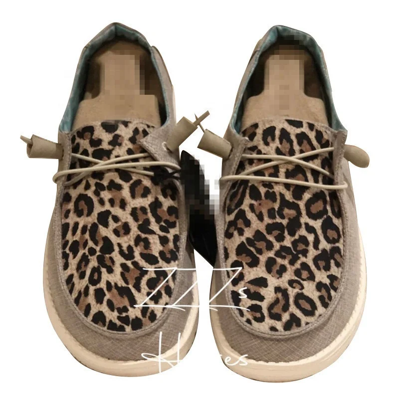 

New design Leopard Women Men Canvas Shoe Flat Sneaker  Size Women's Casual Shoes with Fashion Brand Logo