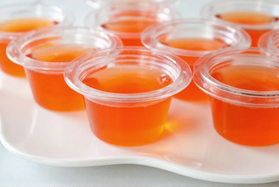 Presentation of cinnamon fireball jello shots on decorative tray with cinnamon sticks and festive garnishes for party serving
