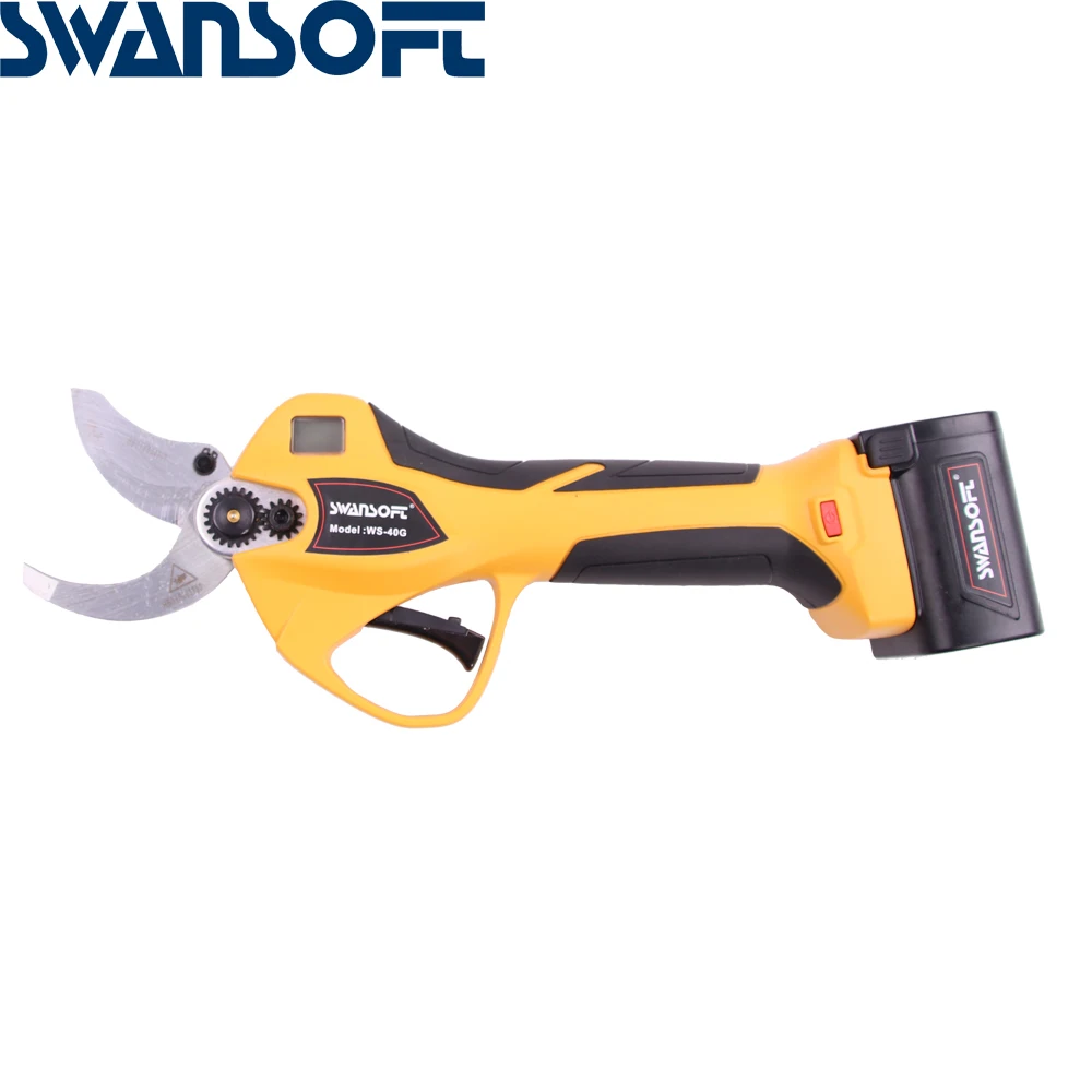 

40MM LED Electric Pruning Shears Wireless Hedge Trimmer Lithium Battery Cordless Pruners to Europe and US and Korea, Yellow