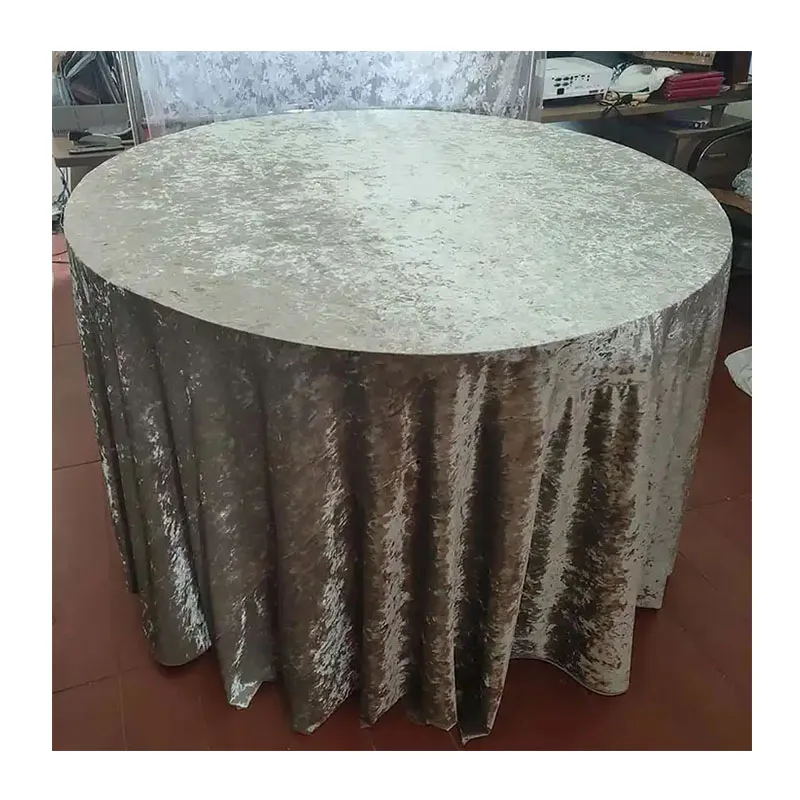 Wholesale Price R120 Inches Mantel Redondo De Terciopelo Brillante De Diamante Diamond Glitter Velvet Round Table Cloth