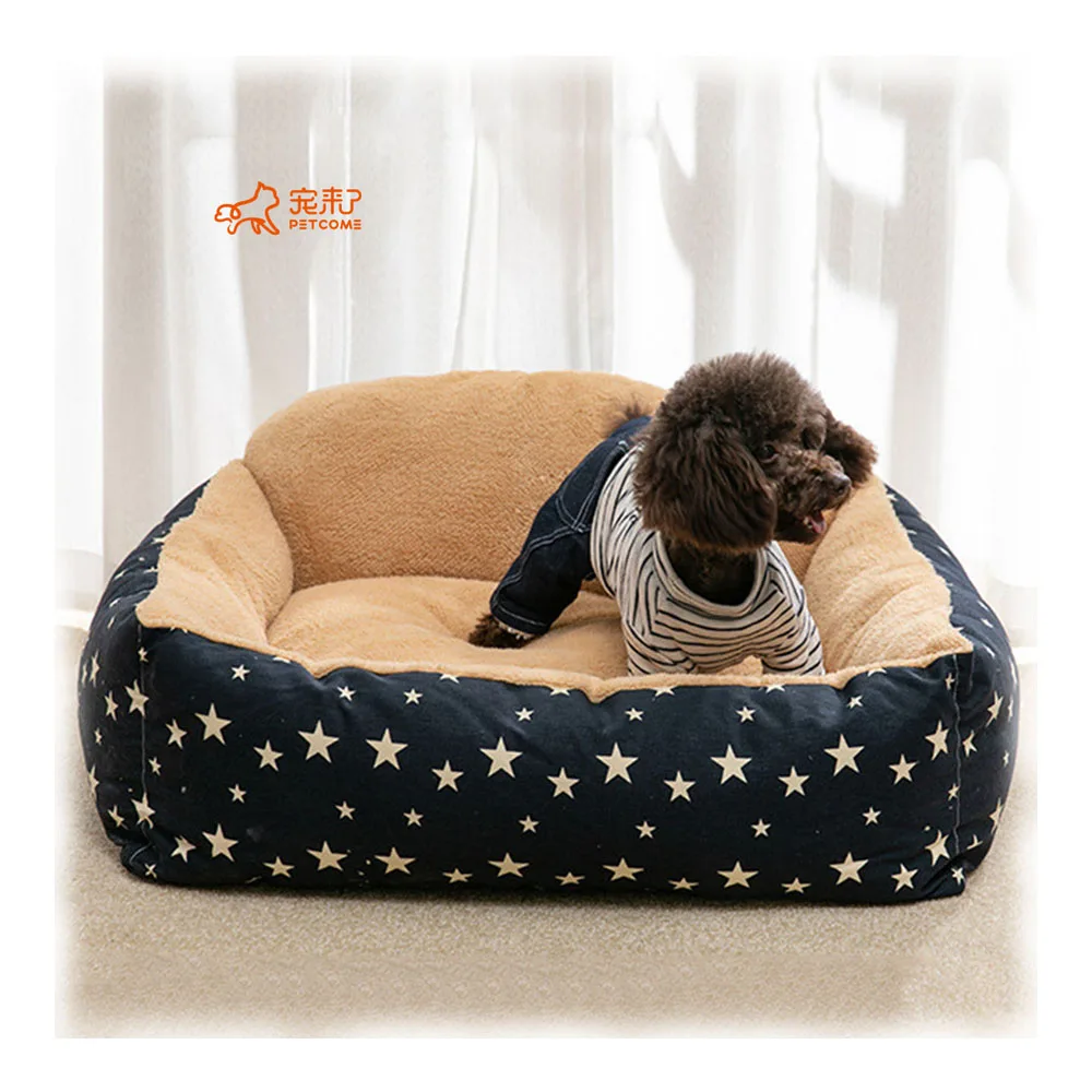 

PETCOME Manufacturers Direct Sale Newest Pet Sofa Style Padded Medium Washable Cozy Square Dog Bed Cat, 3 colors
