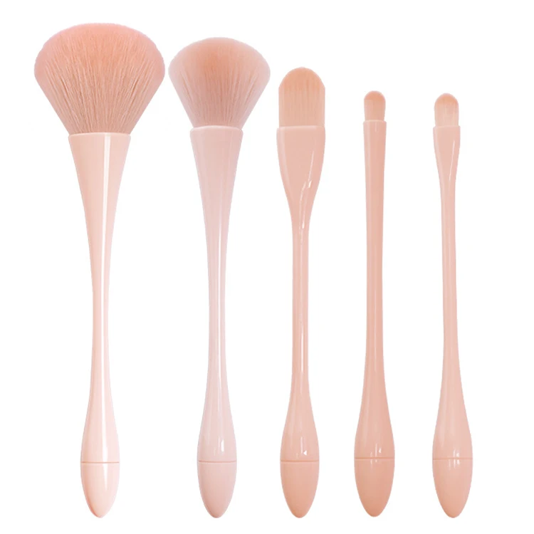 

5 piece leopard print brushes makeup free sample makeup brush set with bag, Pink