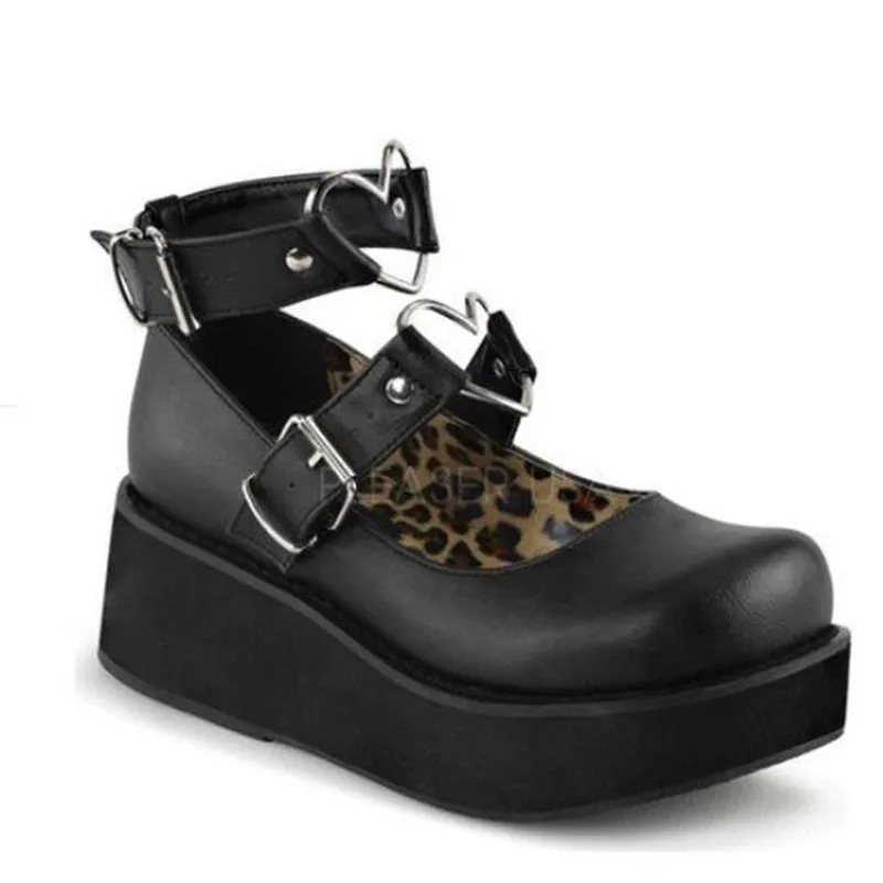

New round toe buckle thick bottom Mary Jane shoes Amazon women's shoes in stock mary jane small leather shoes women, Black