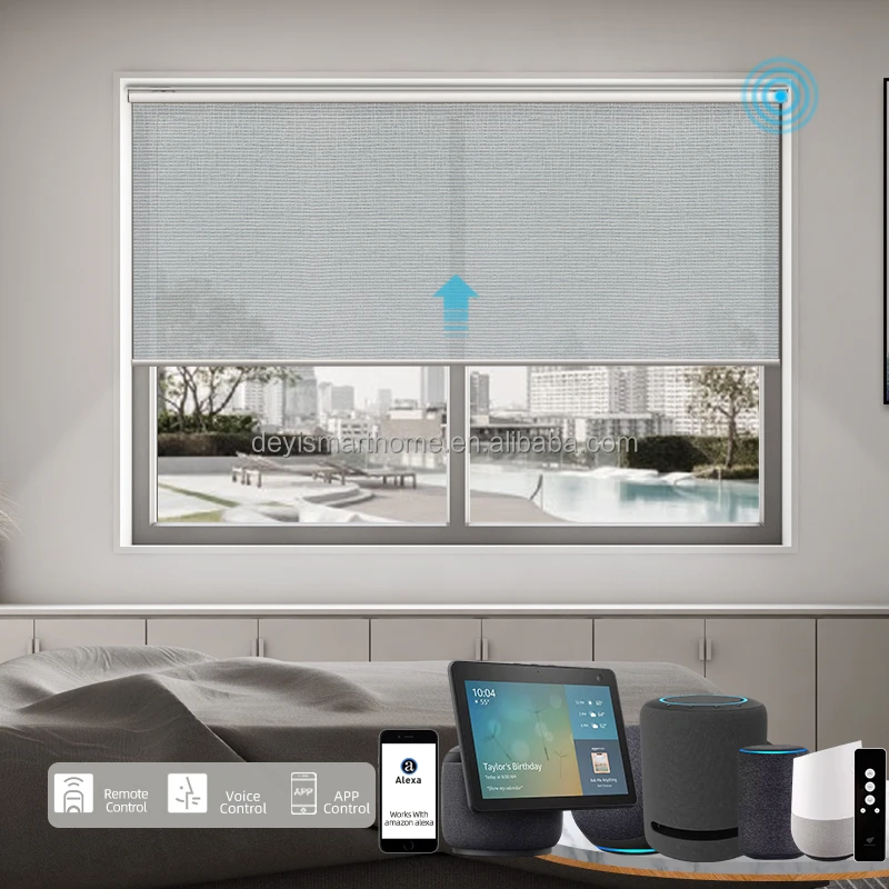 

SmartThings Battery Motorized Window Shades Logo Picture Customizable OEM ODM Wifi Tuya Alexa Controlled Blinds, Customized color