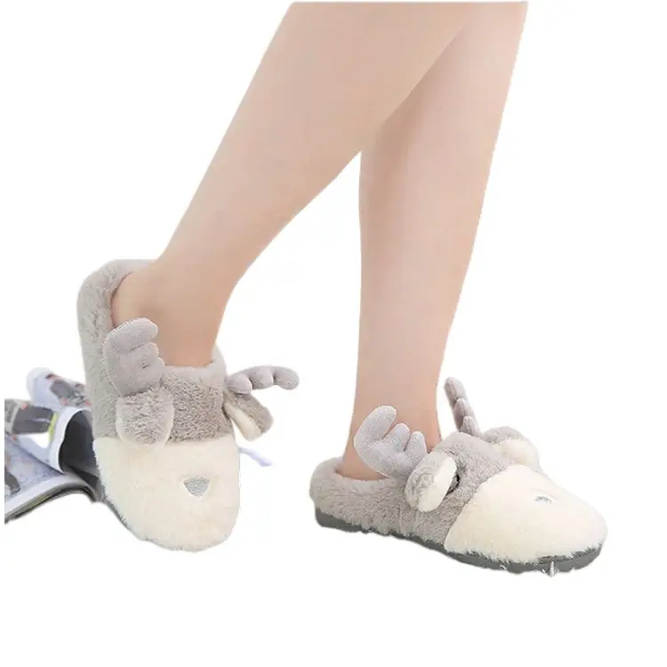 

Latest Design Animal Shaped Closed Toe Cute Ladies House Slip On Fluffy Slippers Sandals For Women, Grey,pink,can be customized