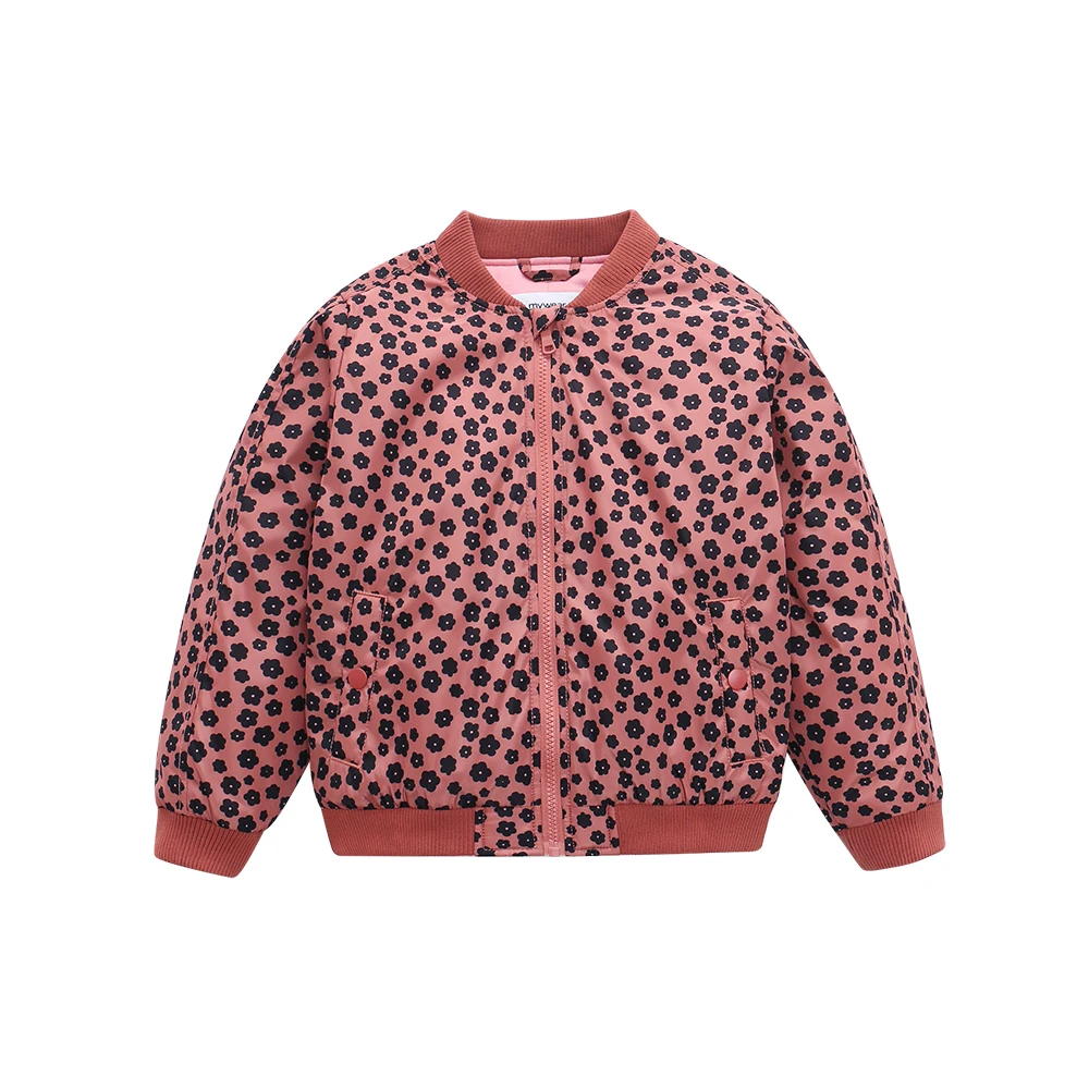 

Ready to ship girls popular leopard jacket pink floral pattern baseball jacket Spring Autumn padding bomber jacket, Picture