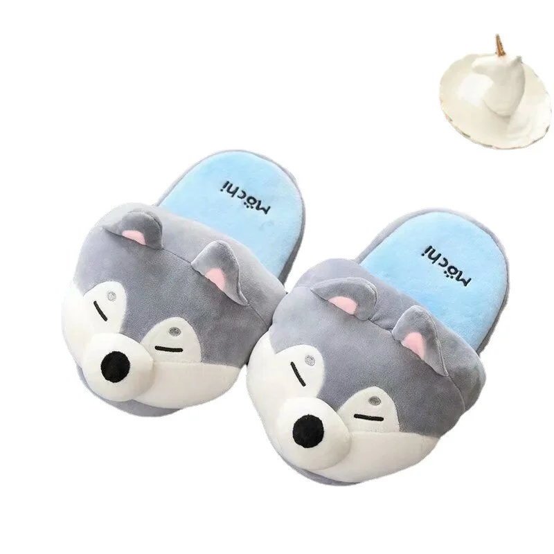 

Winter indoor men and women warm slippers home household thick-soled month plush slippers winter couple Huskie cotton slippers