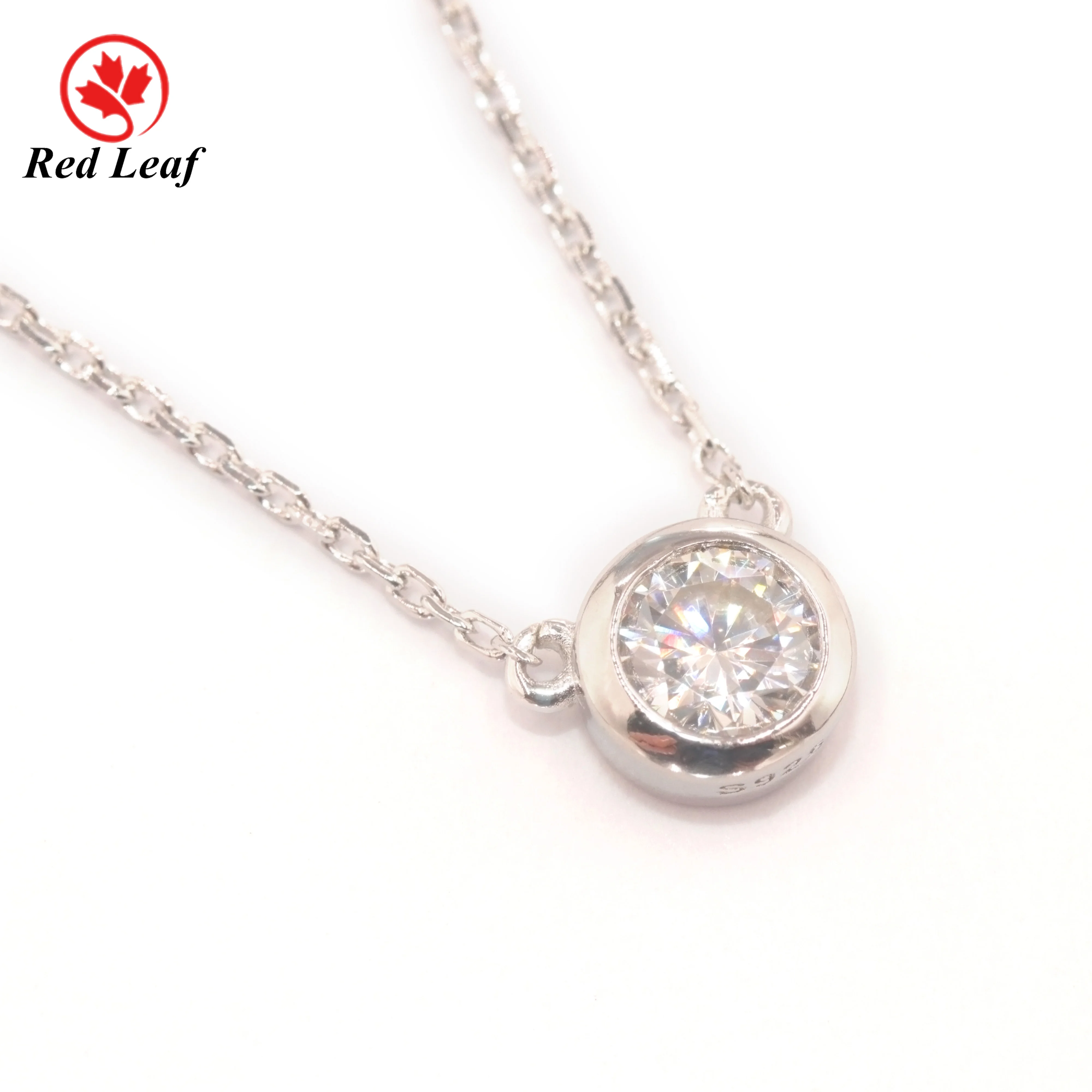 

Redleaf Jewelry 925 silver stone necklace silver moissanite necklace