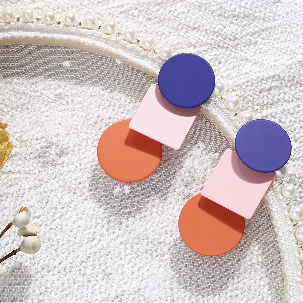 

Grinding texture colorful alloy big earrings for women party fashion jewelry wholesale