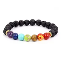 

7 Chakra Lucky Beads Natural Stone Turquoise Meditation Healing Elastic Yoga Bracelet