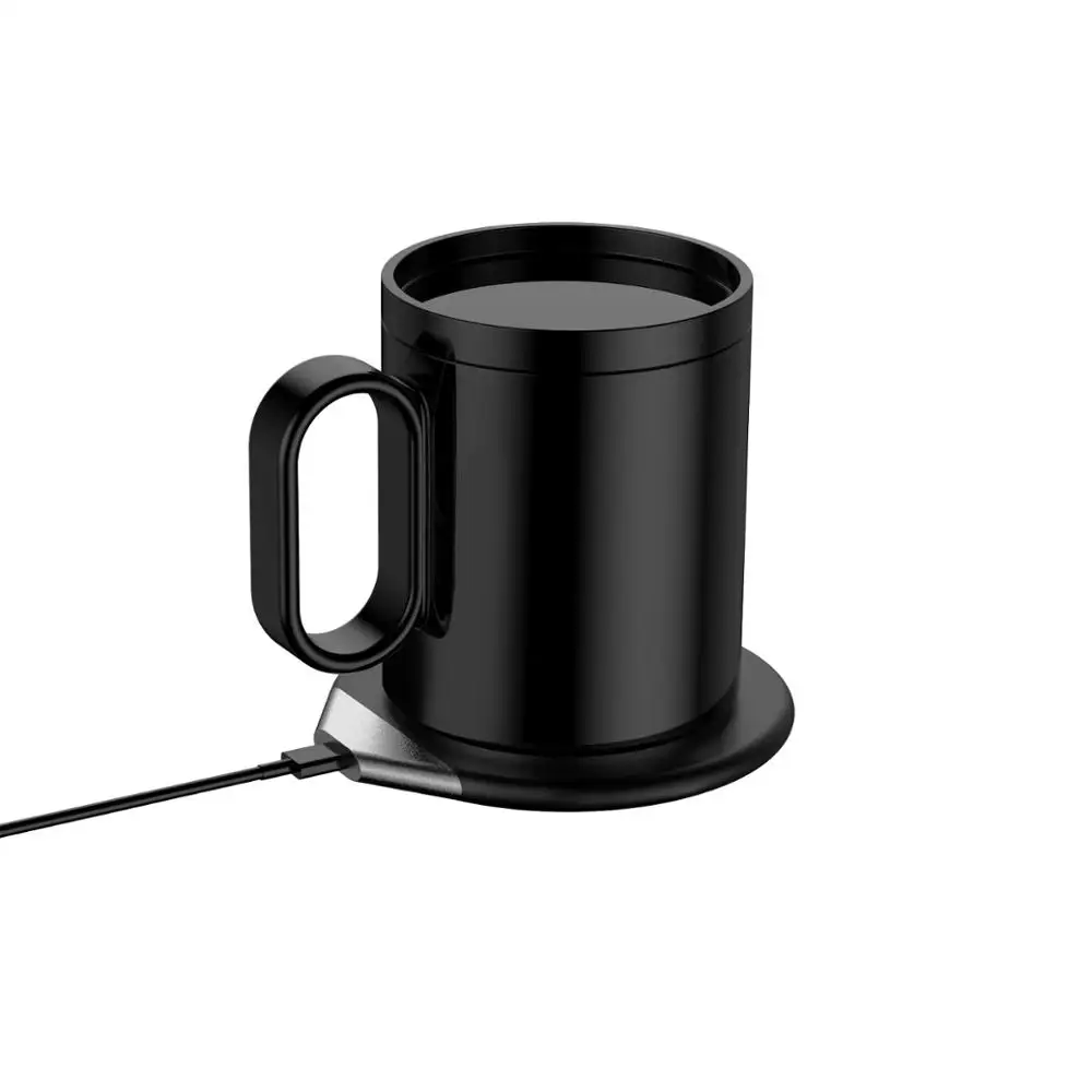

350ml Wireless Charging Warm Cup Coffee Thermostatic Ceramic Electric Mug Thermal Cup, Black,white