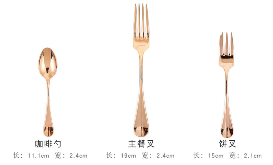 Mirror Surface Wedding Flatware Set Soup Spoon Forks And Knife Luxury Rose Gold Cutlery Set