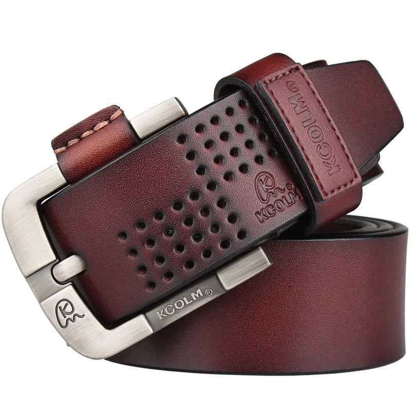 Hot sale cowhide men belt genuine leather belts pin buckle belt for men