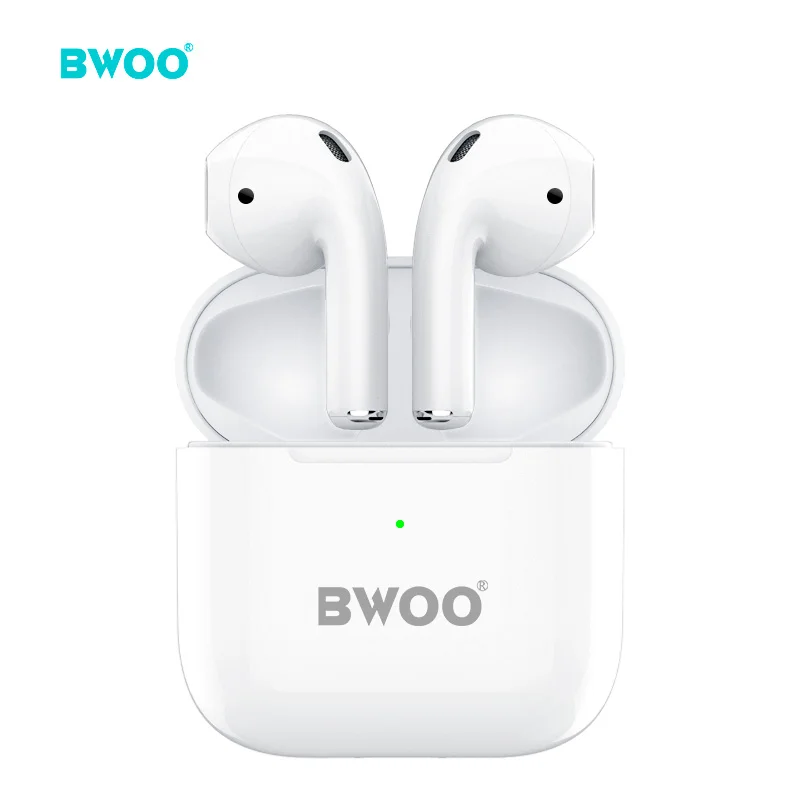 

BWOO wholesale mobile phone mini true wireless earphone portable for iphone V5.1 custom noise cancelling tws sport earphone