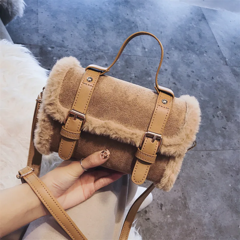 

2020 Trendy fashion velvet boston bag ladies crossbody bag in imitation of deer fur shoulder bag handbags for women's, Multi-color