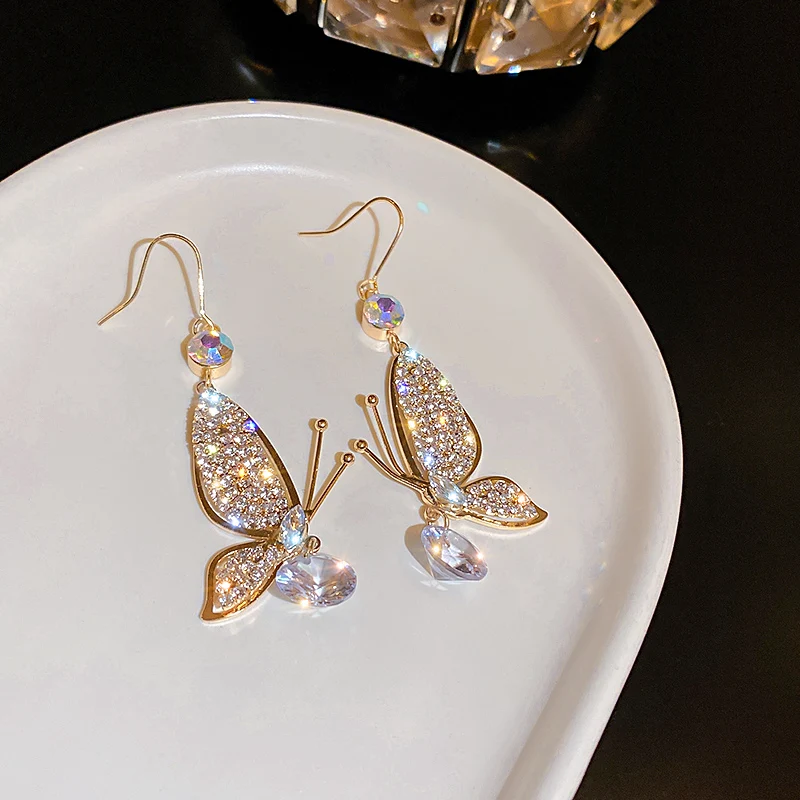 

trendy fashion crystal butterfly rhinestone earrings