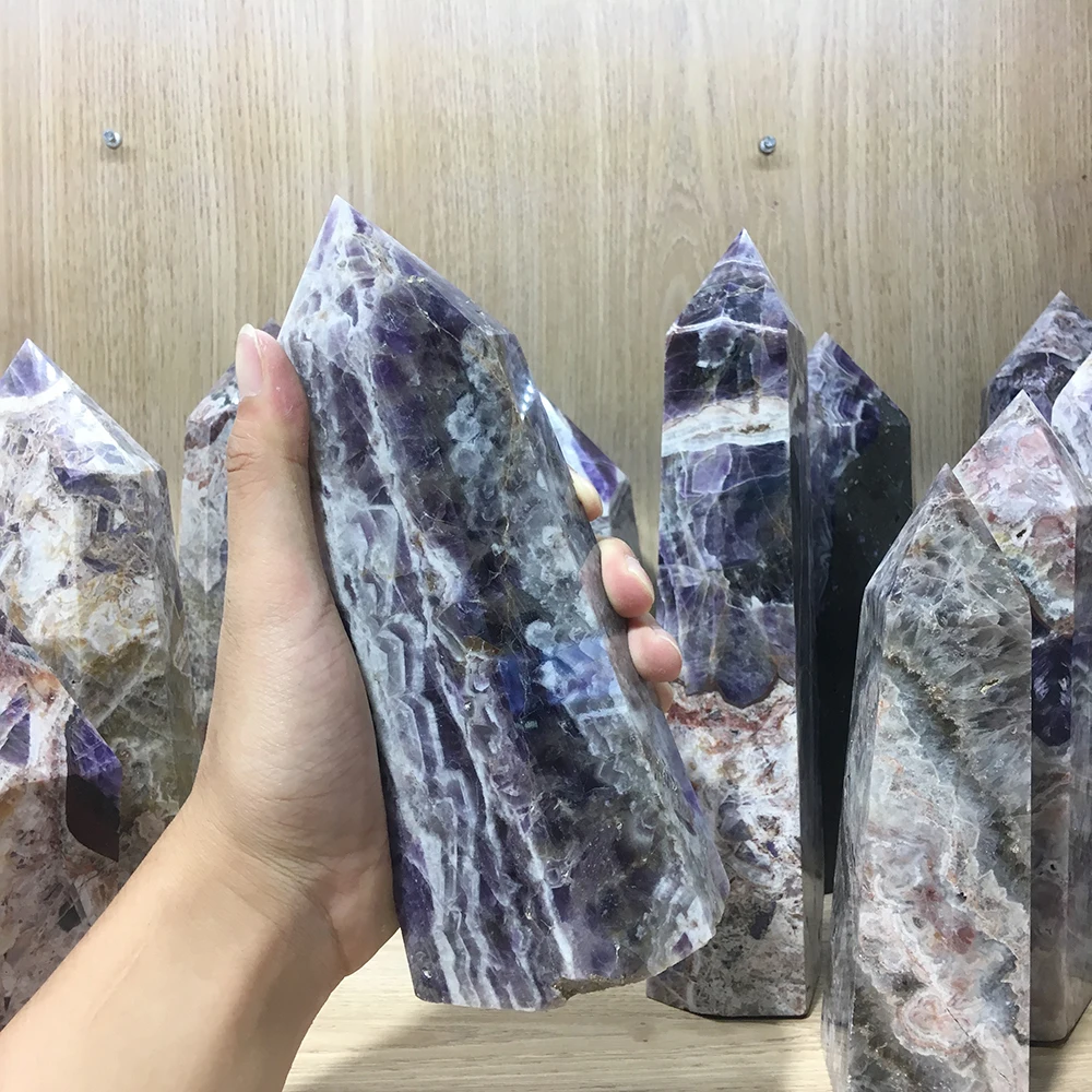 

Wholesale Natural Dream Amethyst points quartz crystal point wand towers