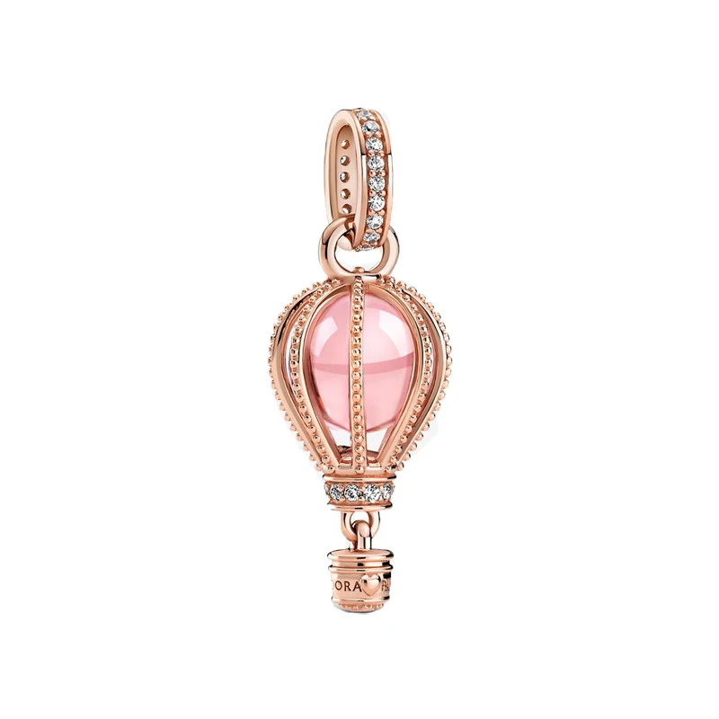 

Sterling Silver 925 Jewellery Sparkling Pink Hot Air Balloon Dangle Charm