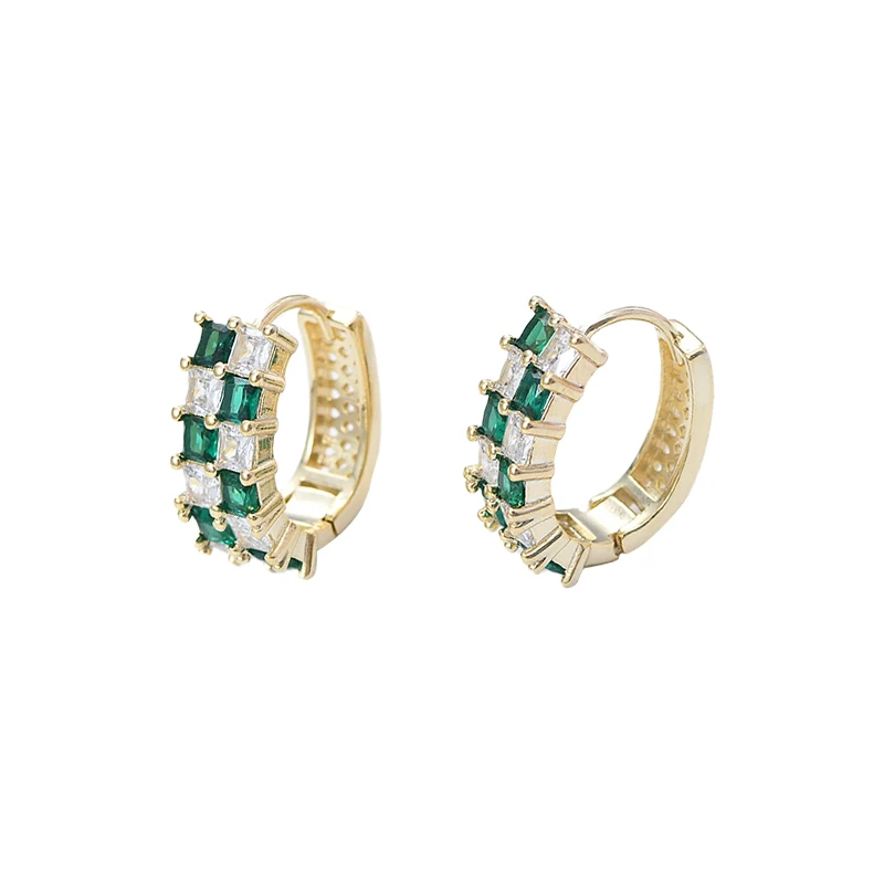 

2023 New style style earrings Female minority design Geometric square zircon Emerald earrings Light luxury earrings