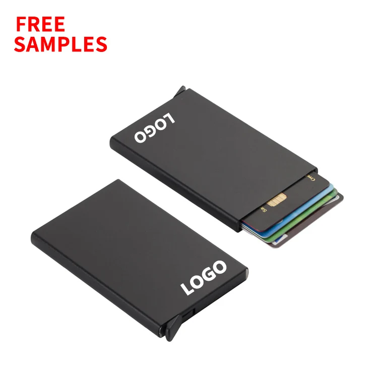 

Free Sample 2023 New Hot Selling RFID Blocking Aluminum card holder Automatic Pop up Metal Minimalist wallet men Card Holder