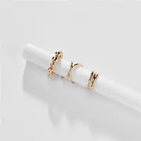 

Simple jewelry accessories ear clip adjustable Gold plated brass no hole 3 pcs set ear cuff