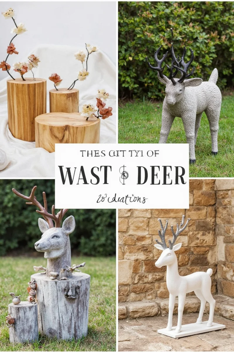 Close-up image showing a homeowner hosing down a resin deer statue with a gentle spray nozzle.