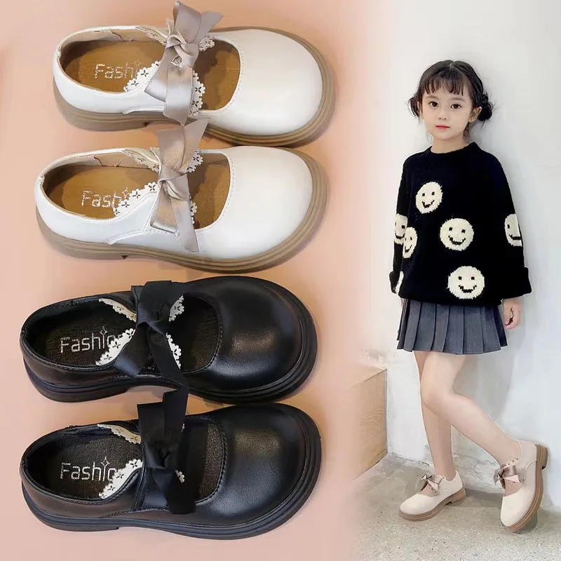 

Conyson Wholesale autumn korea fashion Latest Design Pu Soft little Children Bow School Shoes Girls Princess leather shoes