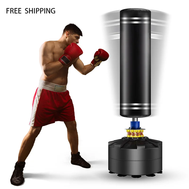 

Uqing Thai Kick inflatable heavy free standing boxing punching bag, Black color