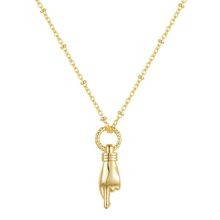 

Latest High Quality 18K Gold Plated Brass Jewellry 3D Finger Special Hip Hop Necklace P203184