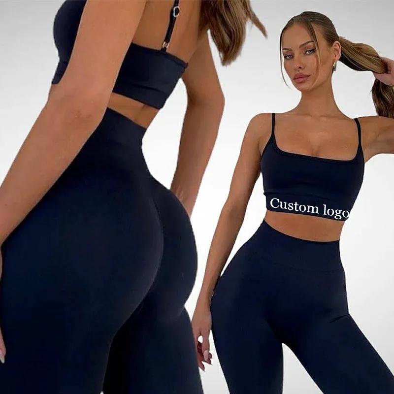 

seamless two piece active wear bra and scrunch butt legging Fit tight hip lift yoga set girls activewear