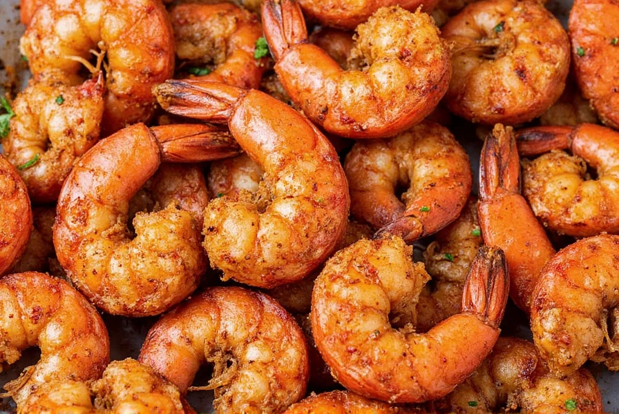 Shrimp with spice rub on a white plate