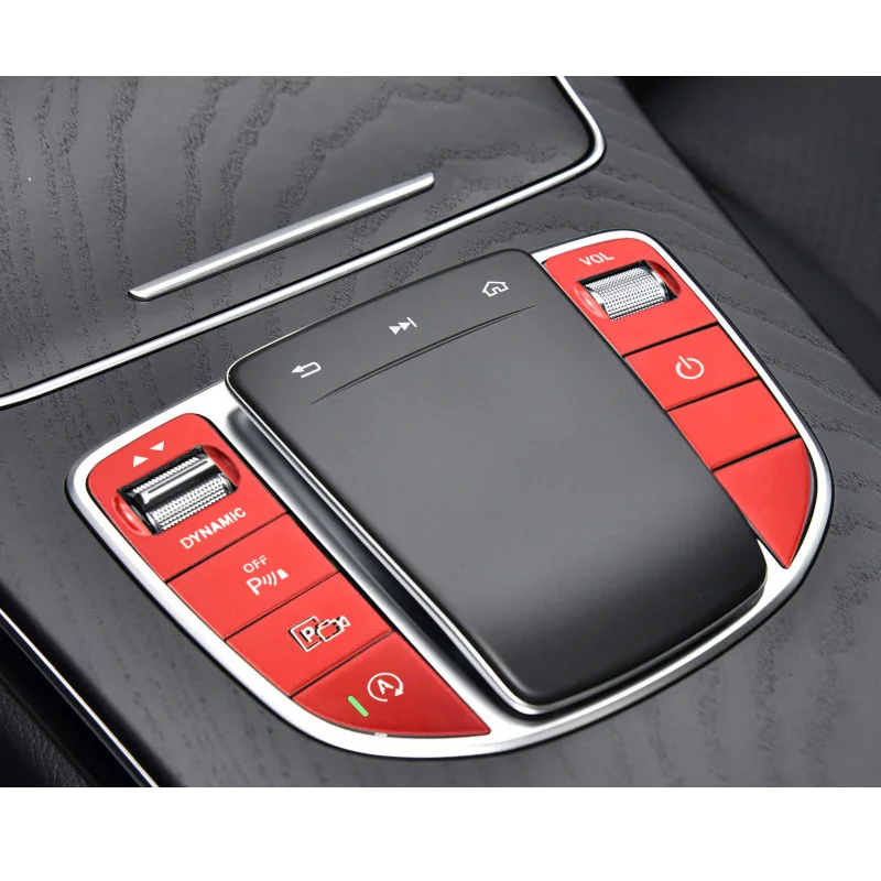 

car button sticker for mercedes benz e class 2016-2023 w213 center control gear buttons cover panel accessories kit refit