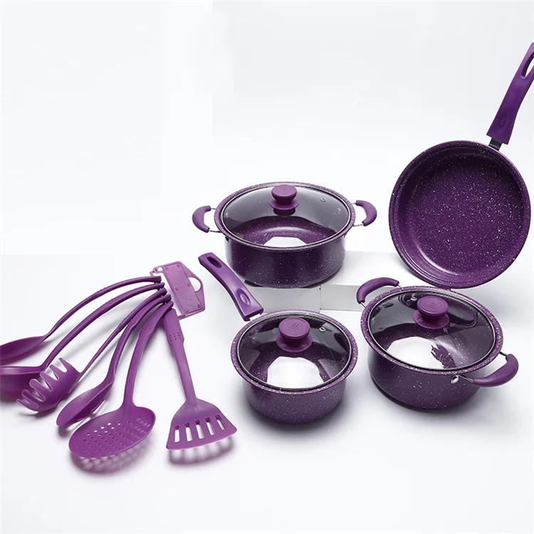 

13pcs cheap kitchen housewares iron non stick kitchen pots cookware sets