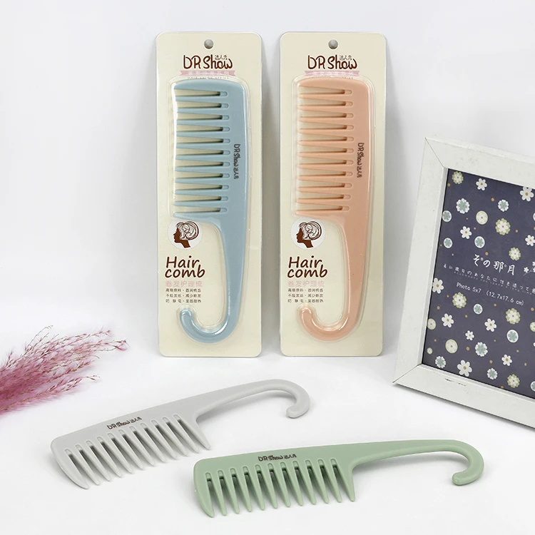 

Fashion Plastic Wide Teeth Hair Care Comb Daily Hairstyle Hairdressing Comb, Pink, blue