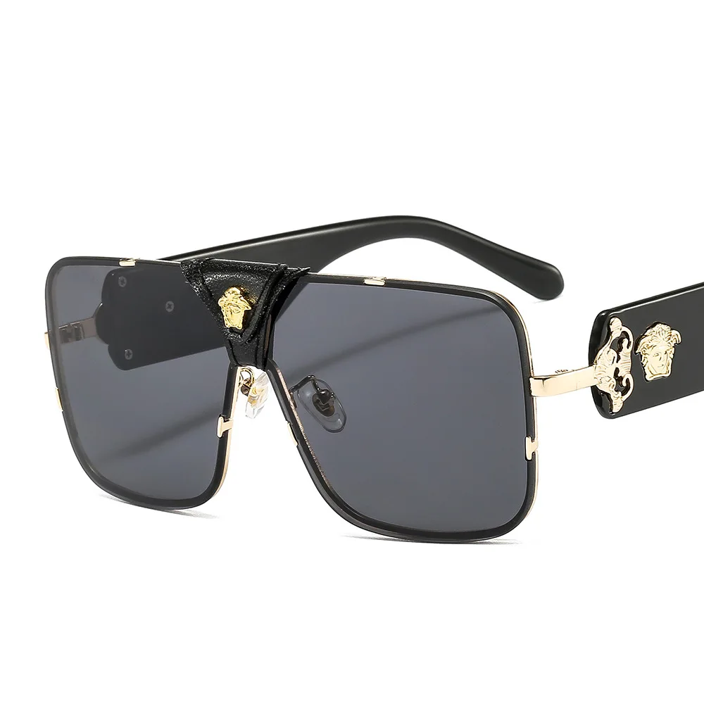 

2021 Luxury Metal Head One Piece Sunglasses Women Men Square OversizedFrame Glasses Fashion Colorful Sunglasses, Black,brown,light brown,white,gray etc