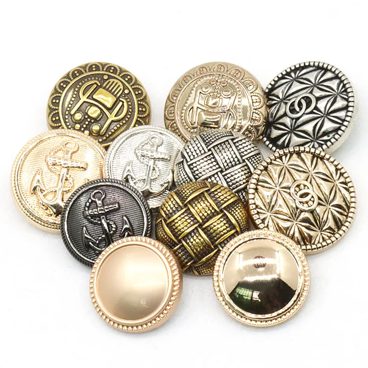 

Button manufacturer custom zinc alloy sea anchor logo gold plated silver black metal button for coat