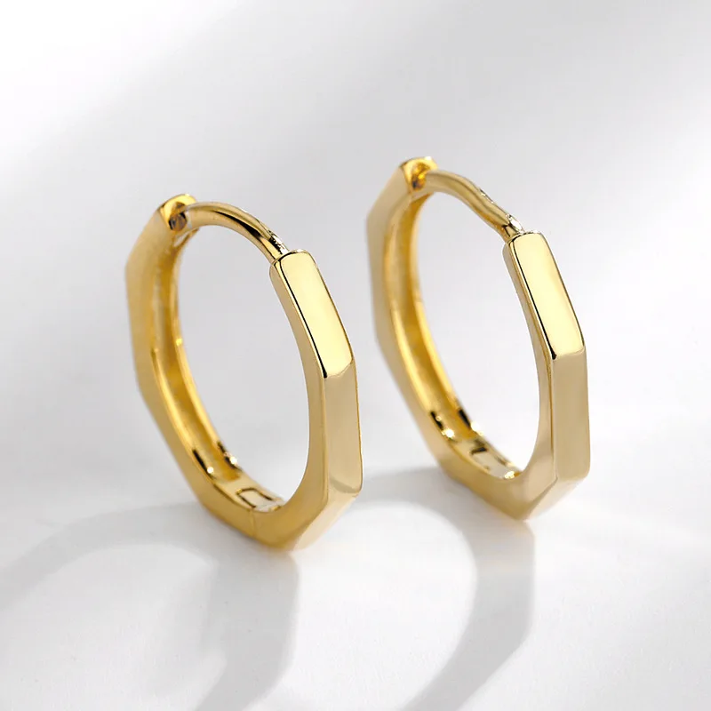 

Simple Geometric Custom Hoop Jewelry 925 Sterling Silver Gold Color Circle Huggie Earrings For Women