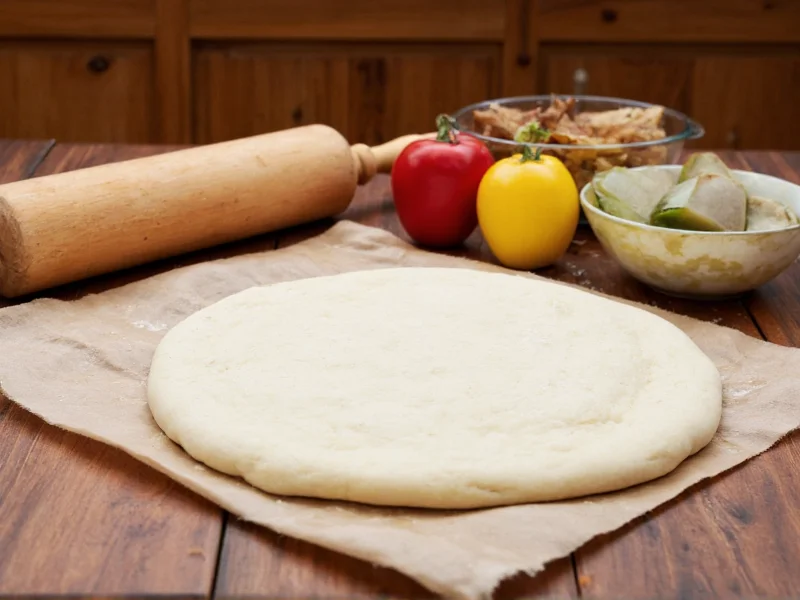 Quick pizza dough recipe ingredients on wooden table