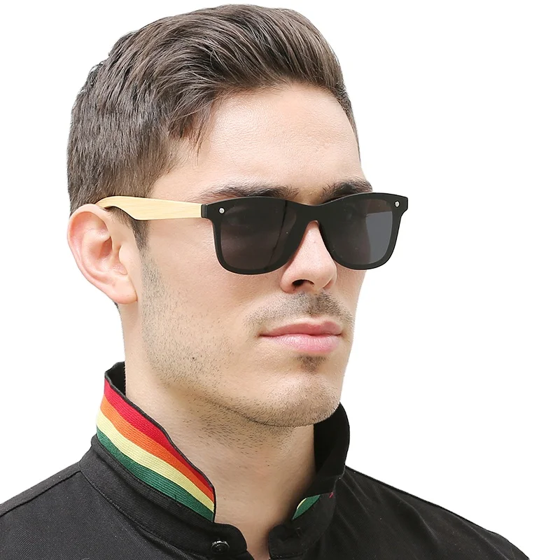 

Fashion Square Sunnies Mens Bamboo Sunglasses Wooden Polarized Fashion Spring Temple Sun Glasses Custom, 6 colors for choice