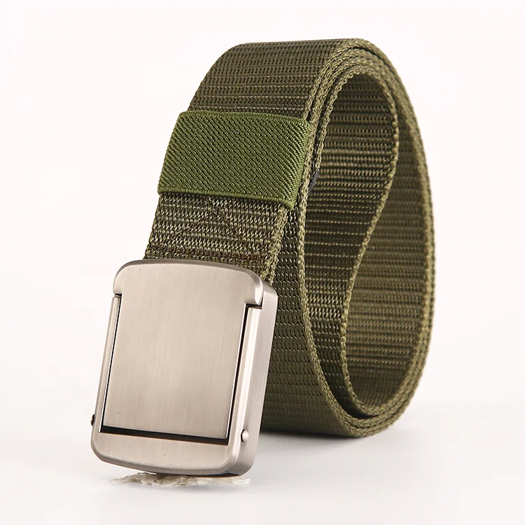

High quality mens leather belts brand adjustable military canvas alloy elastic buckle designer mens belts