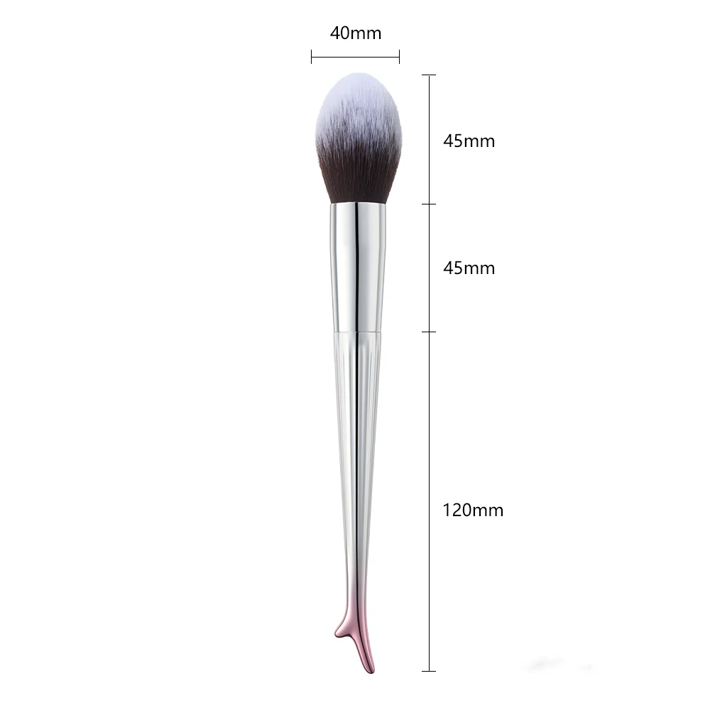 Apsara Deer New Design Silver Soft Vegan Synthetic Hair Custom Logo Single Makeup Bronzer Blush Highlight Powder Brush