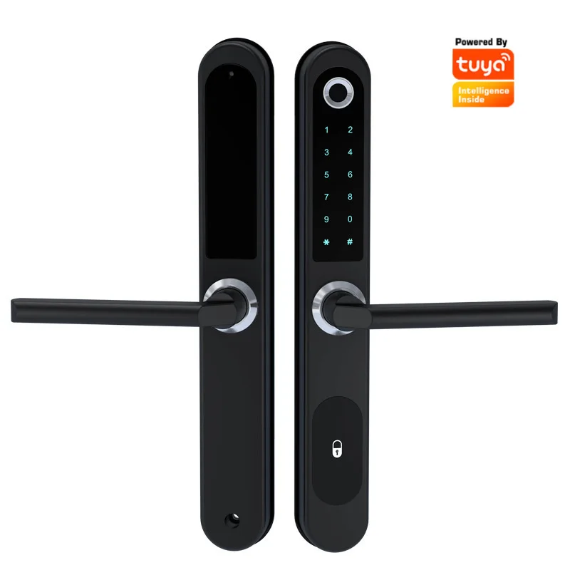 

Safety WIFI Tuya APP BLE APP WiFi Control Smart Fingerprint Aluminum Door Lock Black Silver