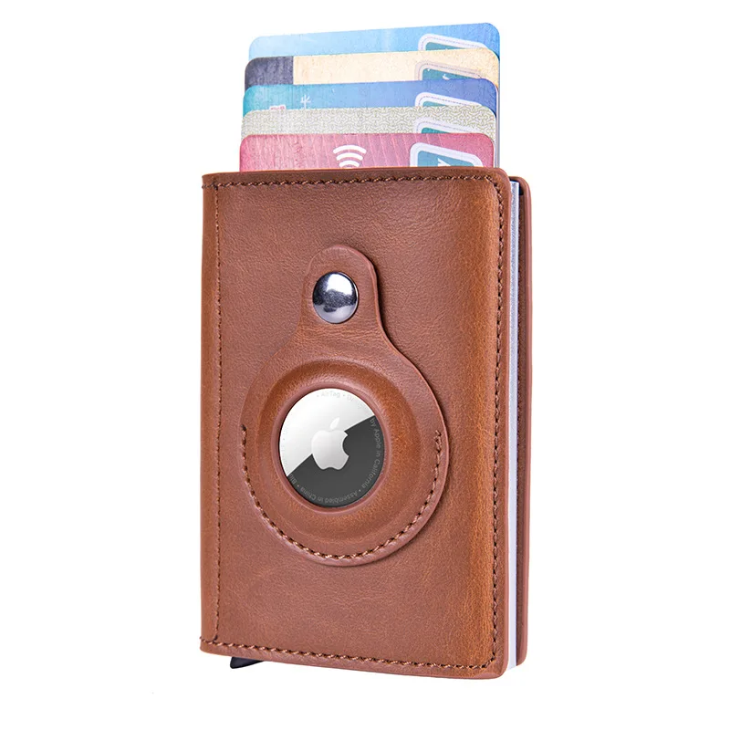 

Wholesale custom 2022 air tag RFID blocking slim wallet automatic Pop-up pu leather airtag credit card case wallet holder