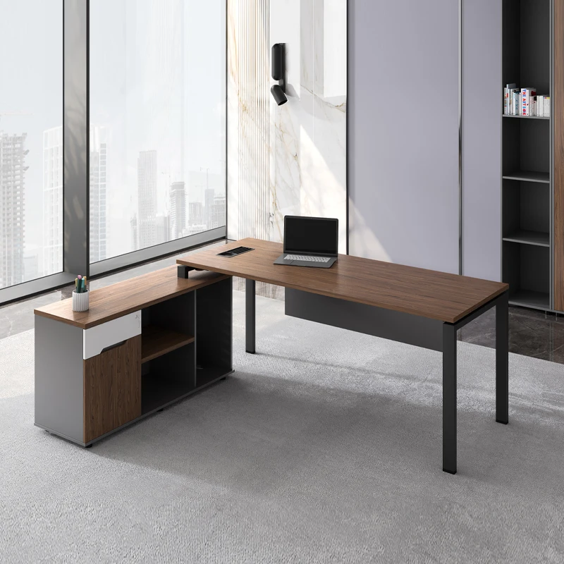 

Modern design corner desk, computer desk side metal office table bureau, l shaped office desk, Optional