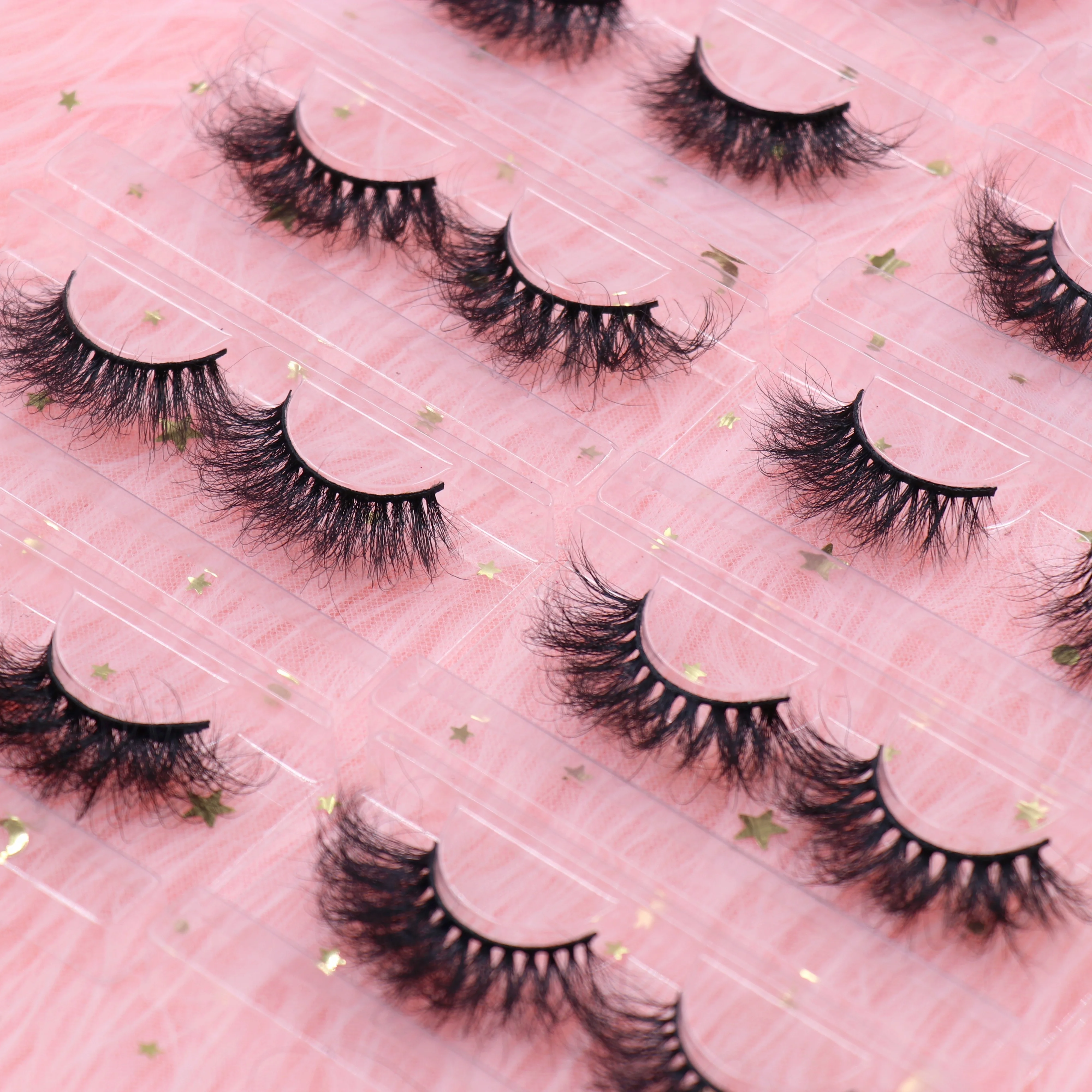 

2021 New Styles Wholesale Custom Logo Boxes Natural Wispy 18 MM 25MM 3D Fluffy Mink Eyelashes Bulk Vendor, Black