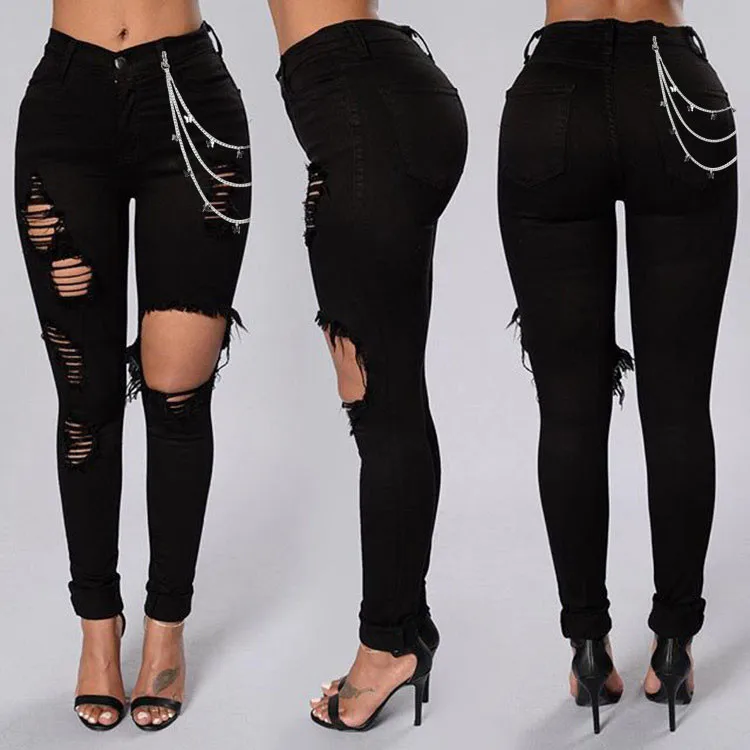 

Wholesale Skinny Sexy Elastic Washed High Waist Denim Jeans Women, Colorful